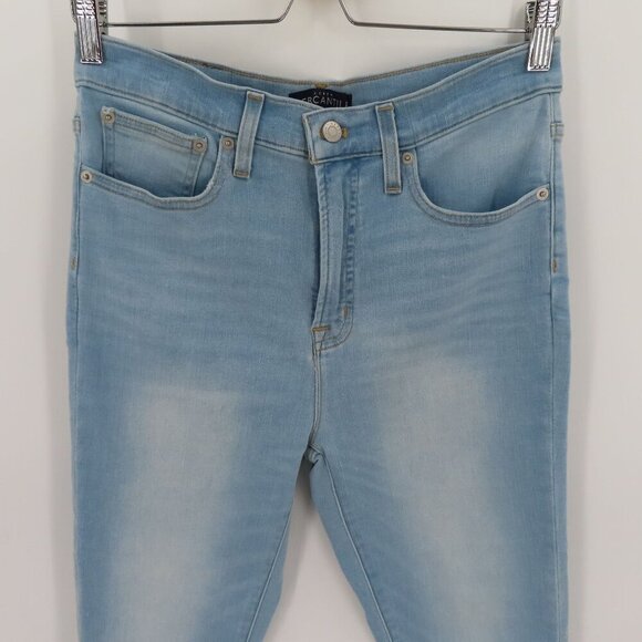 J Crew Mercantile Womens 28 Light Wash Blue Denim Jeans Raw Hem High Waist Pants - Picture 2 of 11